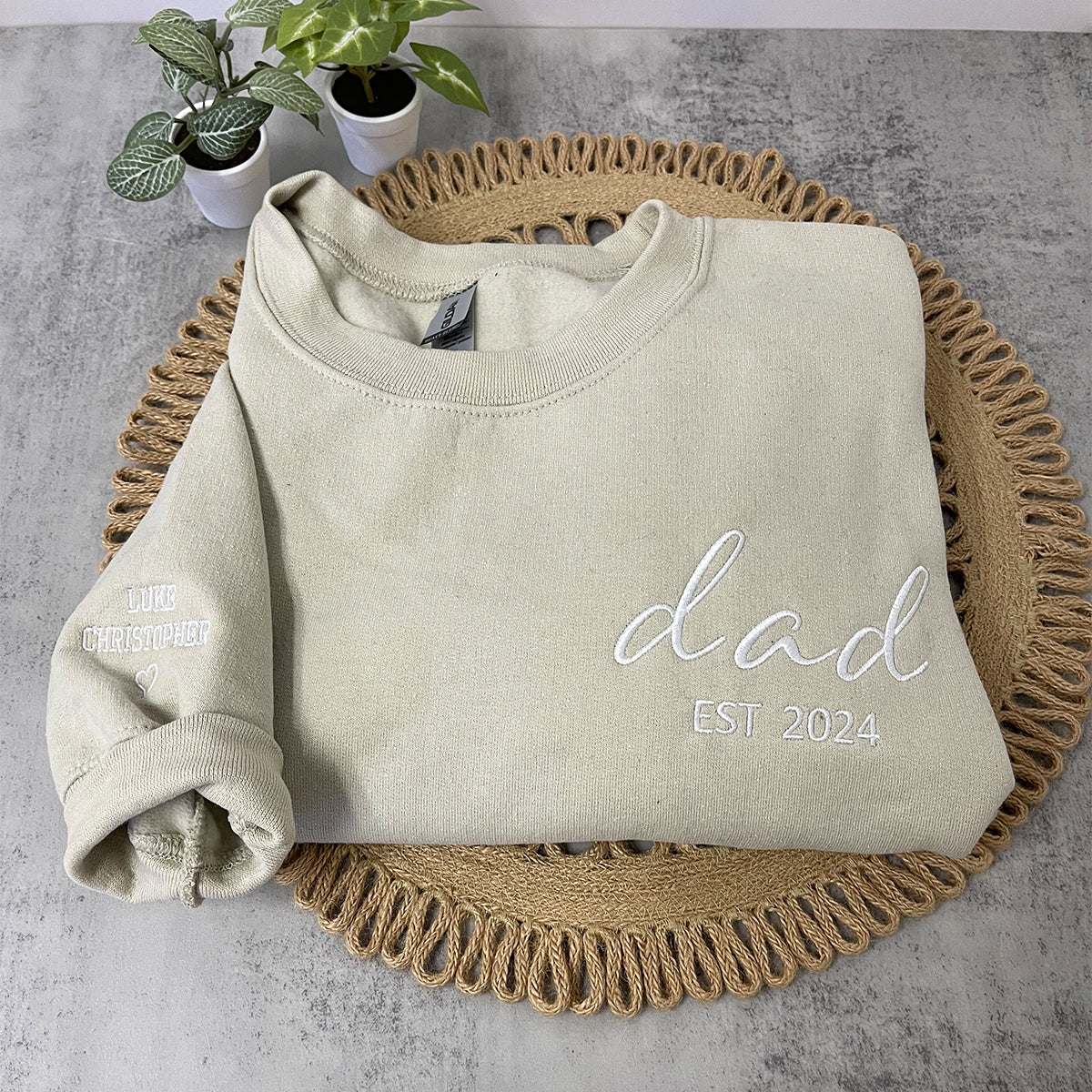 Embroidered Dad Hoodie with Est Year - Father Gift
