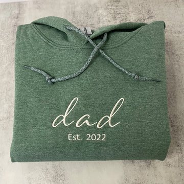 Embroidered Dad Hoodie with Est Year - Father Gift