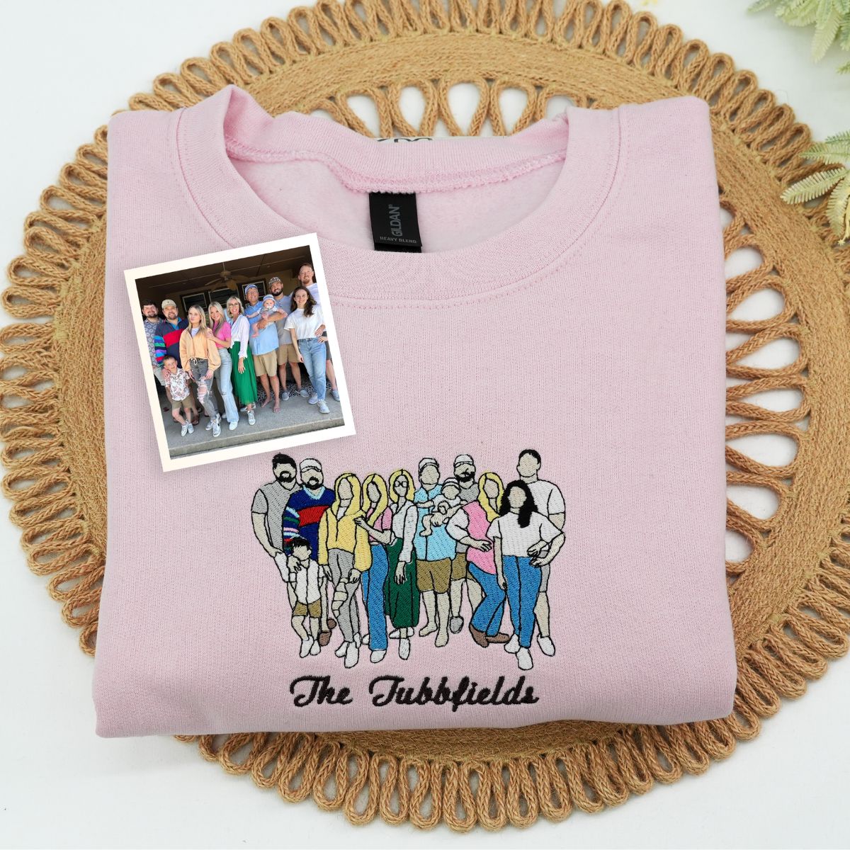 Embroidered Family Portrait Hoodie - Photo Gift