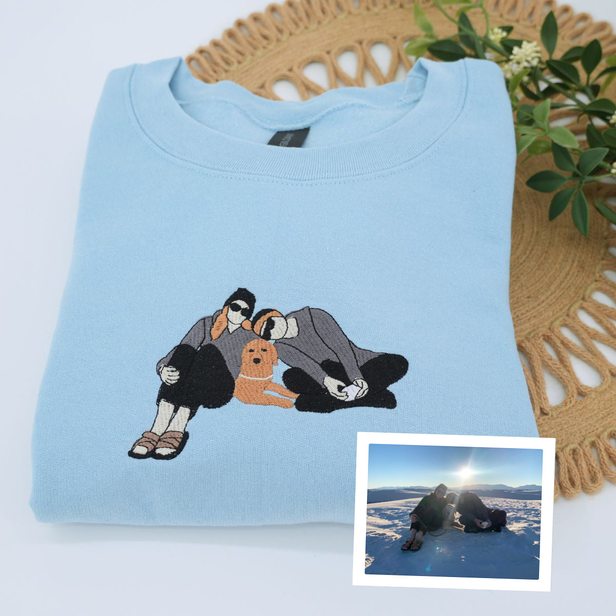 Embroidered Full Color Pet & Owner Portrait Hoodie - Pet Lover Gift