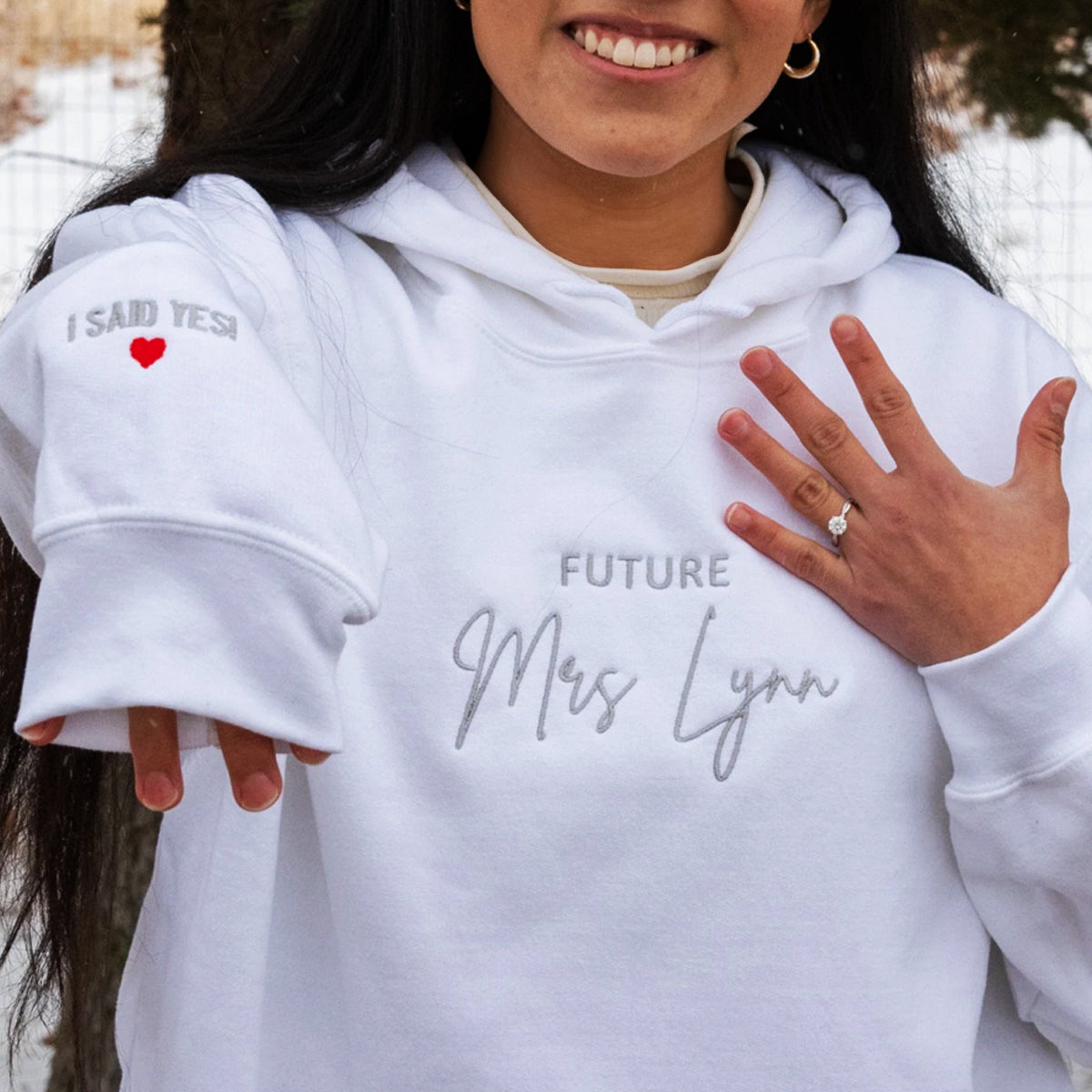 Embroidered Future Mrs Hoodie - Engagement Gift for Bride
