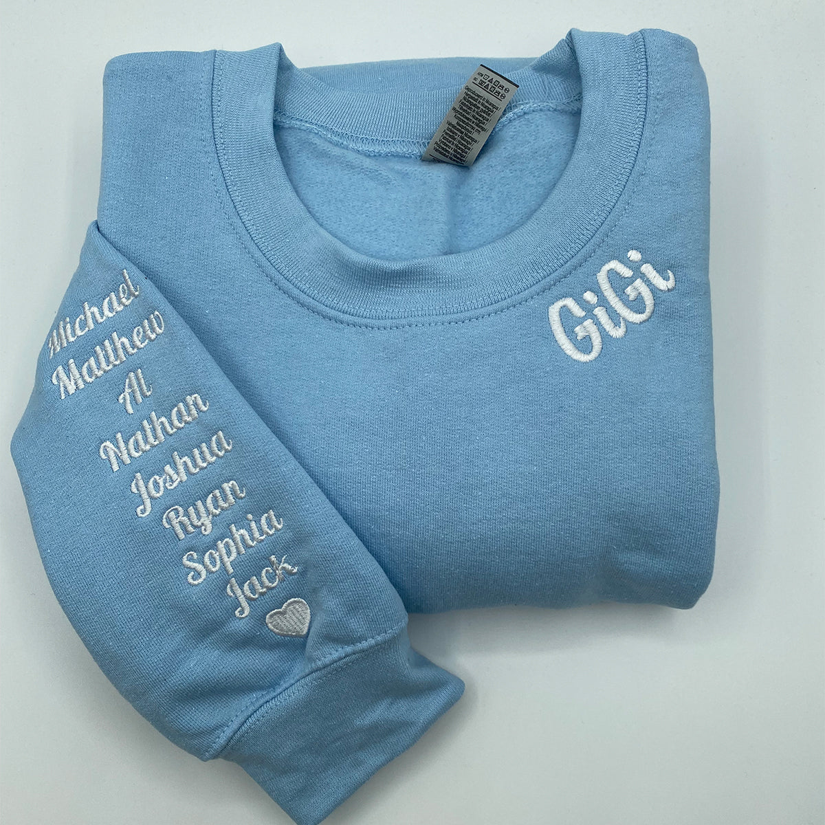 Embroidered Gigi Neckline Hoodie with Grandkids Names - Grandmother Gift