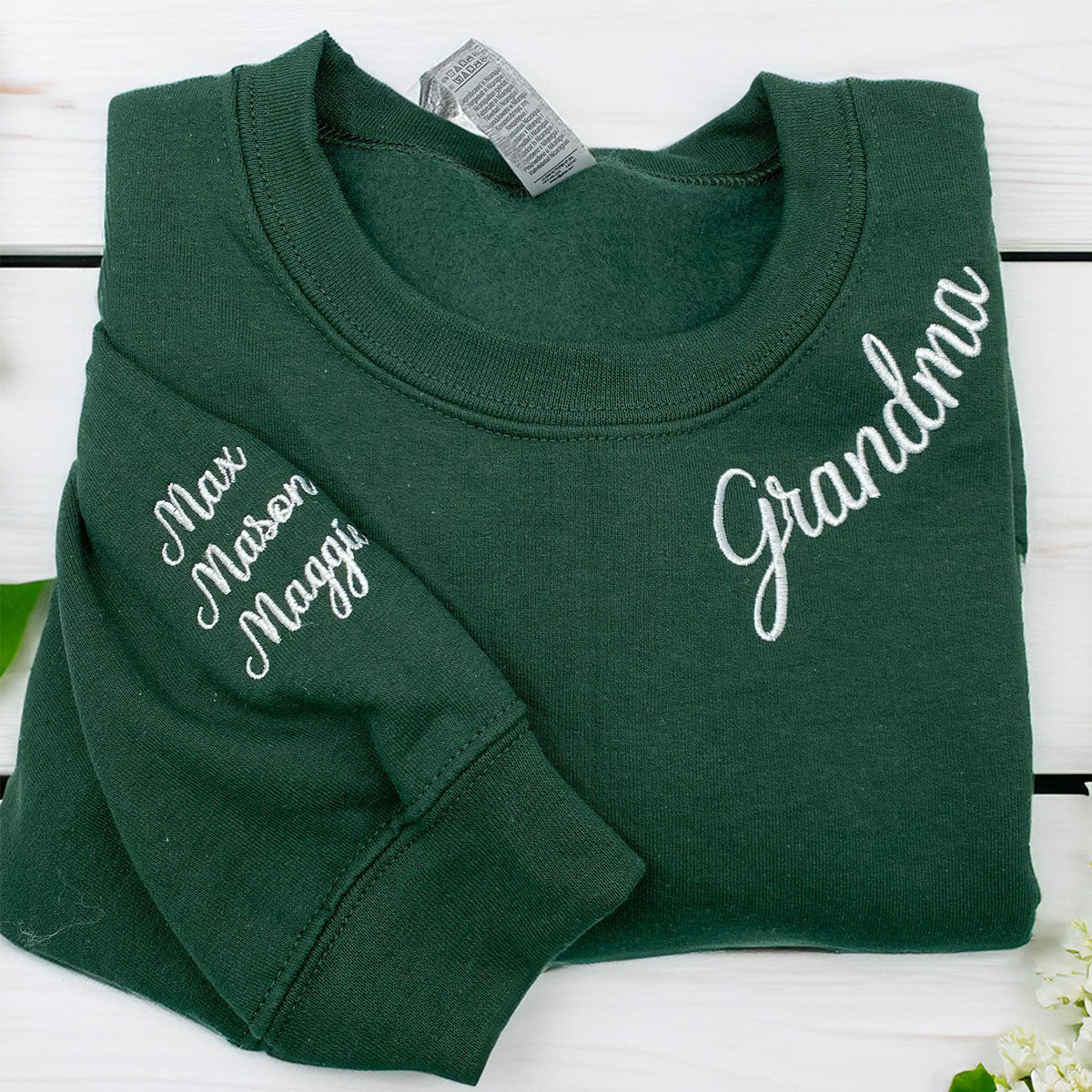 Embroidered Grandma Sweatshirt with Grandkids Names - Grandmother Gift