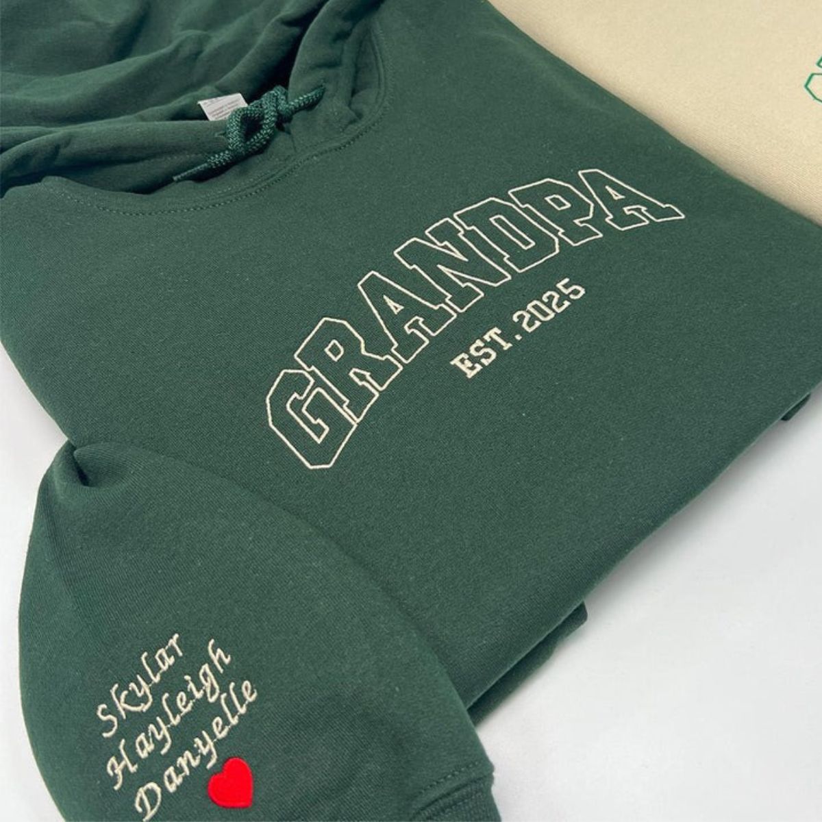 Embroidered Grandpa Hoodie with Kids Names & Est Year - Father's Day Gift