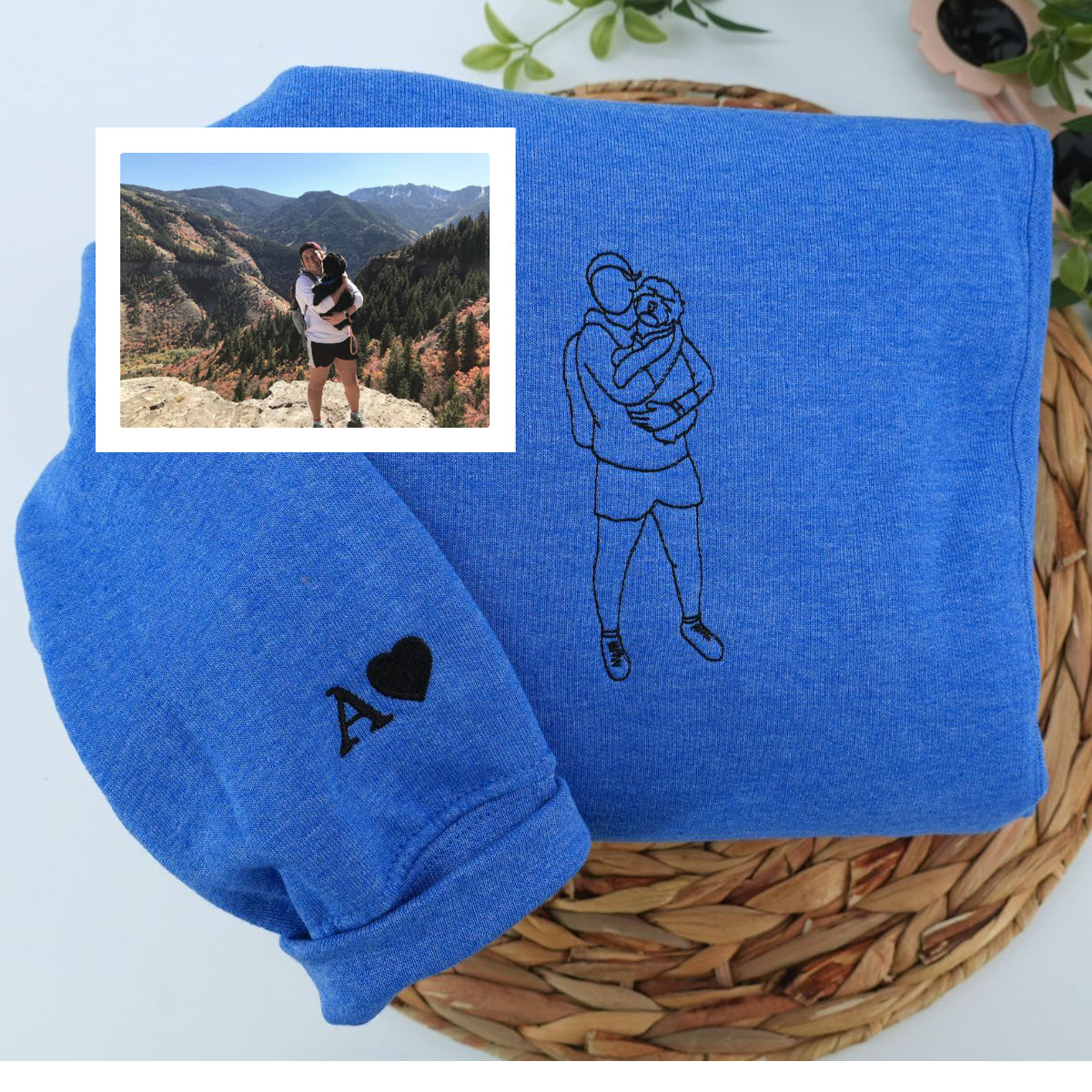 Embroidered Pet & Owner Portrait Hoodie - Pet Lover Gift