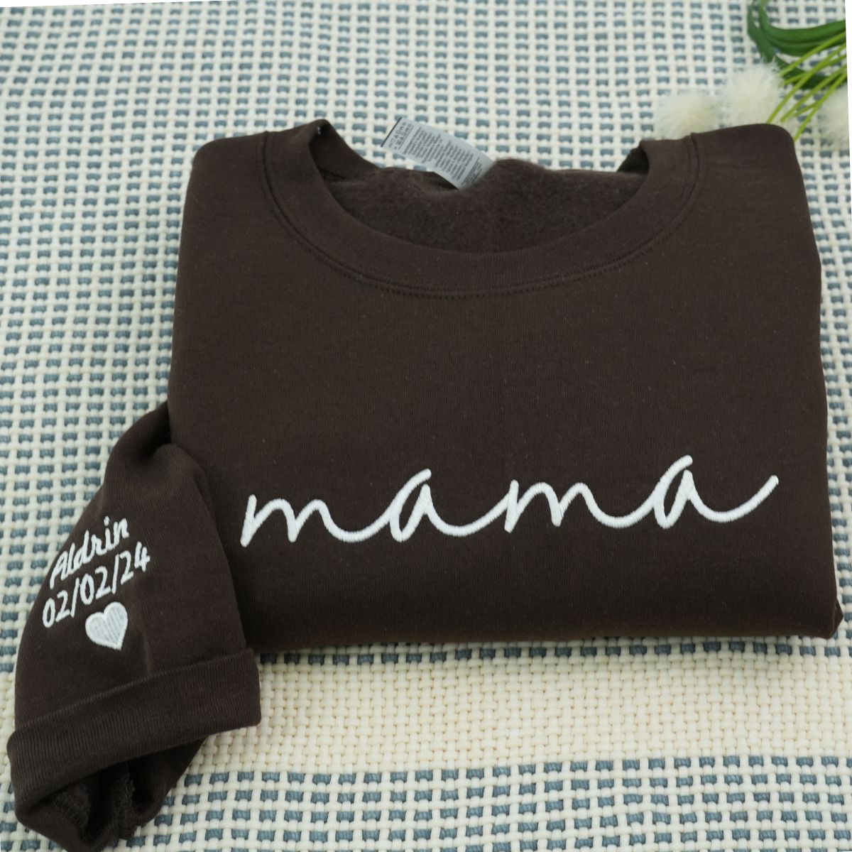 Embroidered Mama Hoodie with Kids Names on Sleeve - Mother's Day Gift