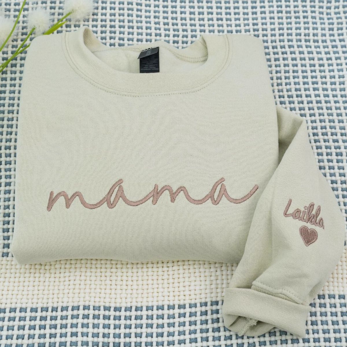 Embroidered Mama Hoodie with Kids Names on Sleeve - Mother's Day Gift