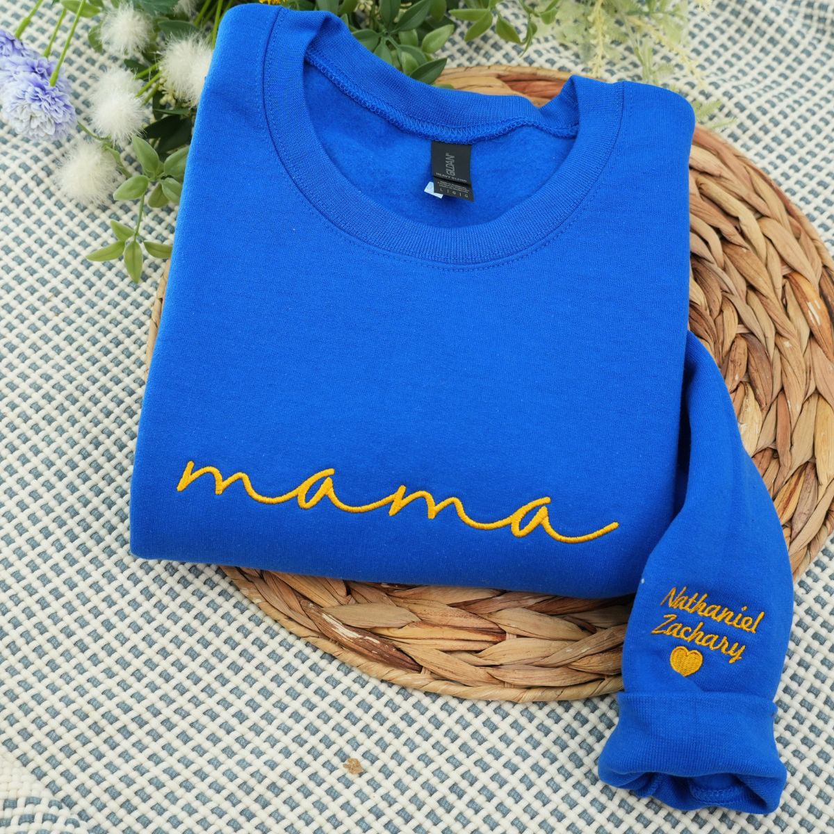 Embroidered Mama Hoodie with Kids Names on Sleeve - Mother's Day Gift