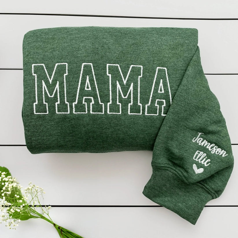 Embroidered Mama Hoodie with Kids Names - Mother's Day Gift