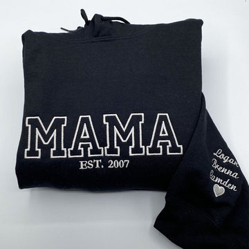 Embroidered Mama Hoodie with Kids Names - Mother's Day Gift