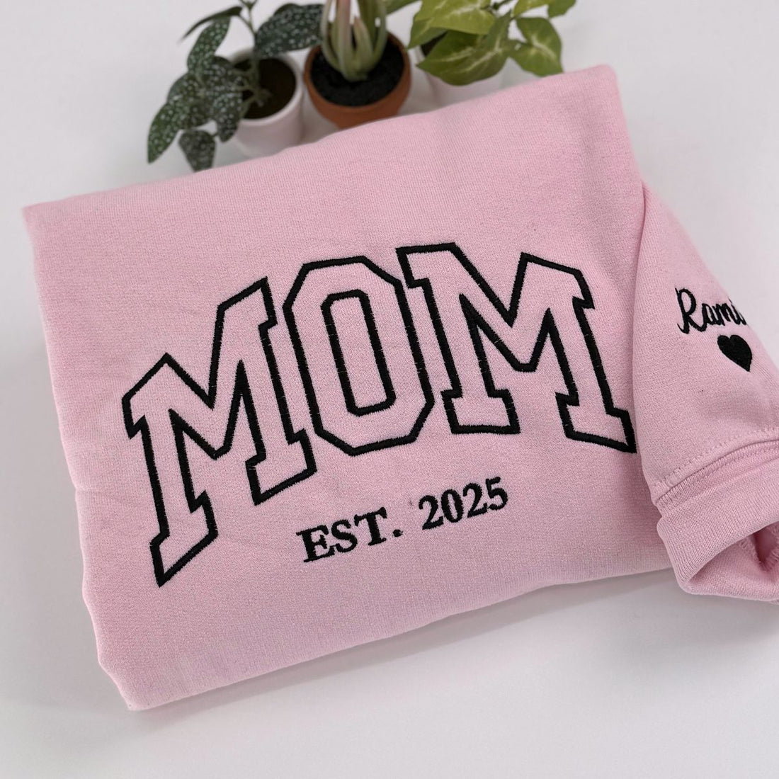 Embroidered Mom Varsity Hoodie with Kids Names & Est Year - Mother Gift