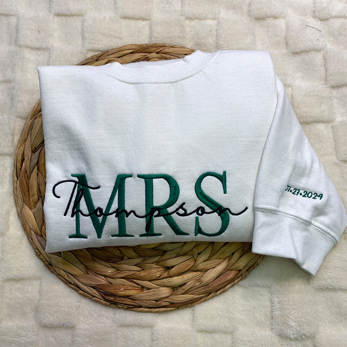 Embroidered Mr & Mrs Hoodie with Date - Couple Gift