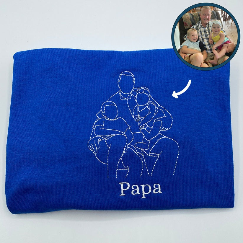 Embroidered Dad Outline Hoodie with Names - Father Gift