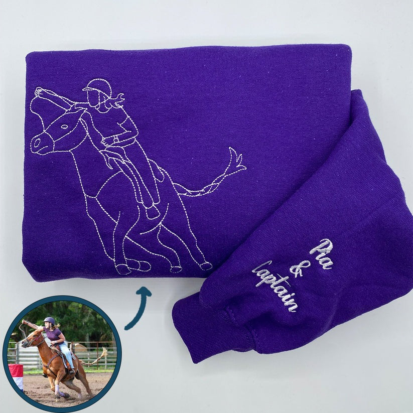 Embroidered Horse Outline Hoodie from Photo - Horse Lover Gift