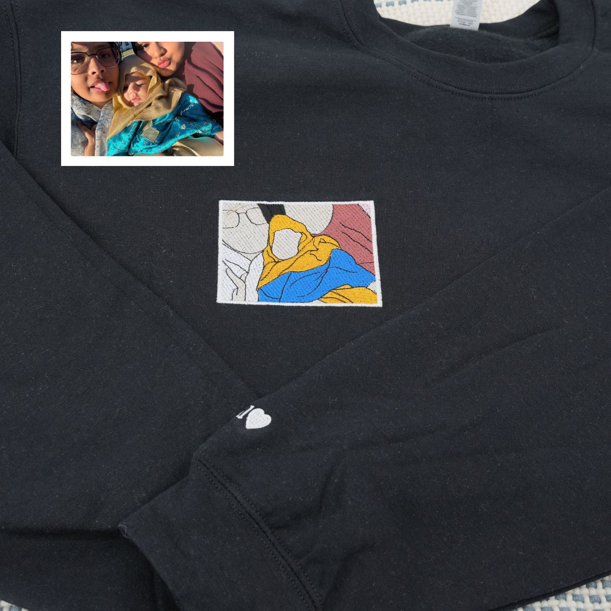 Embroidered Daughter Portrait Photo Hoodie - Gift for Daughter