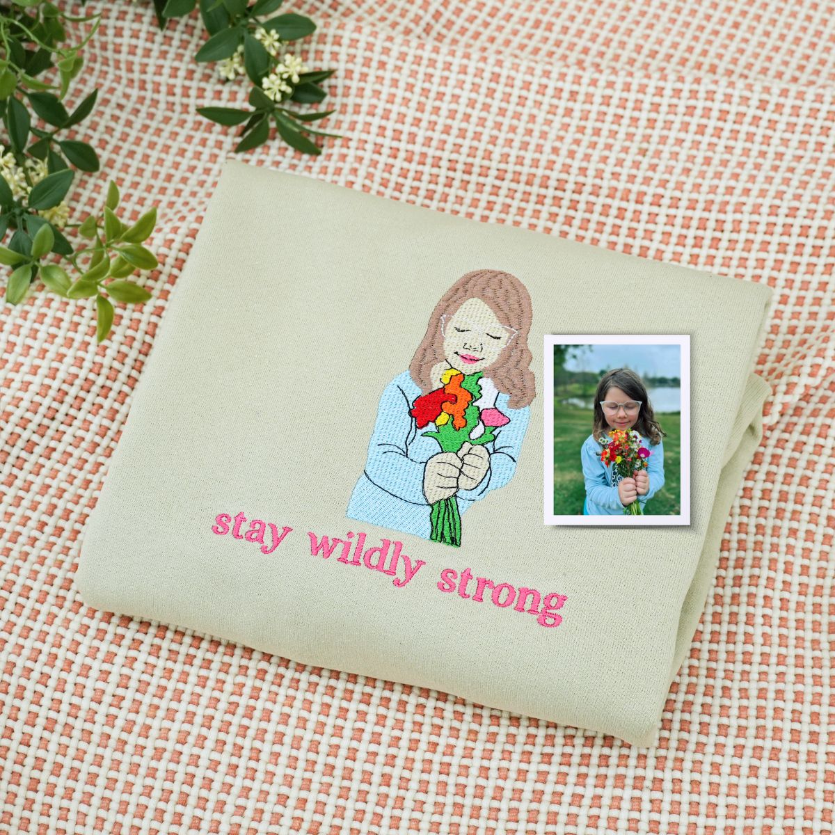 Embroidered Daughter Portrait Photo Hoodie - Gift for Daughter
