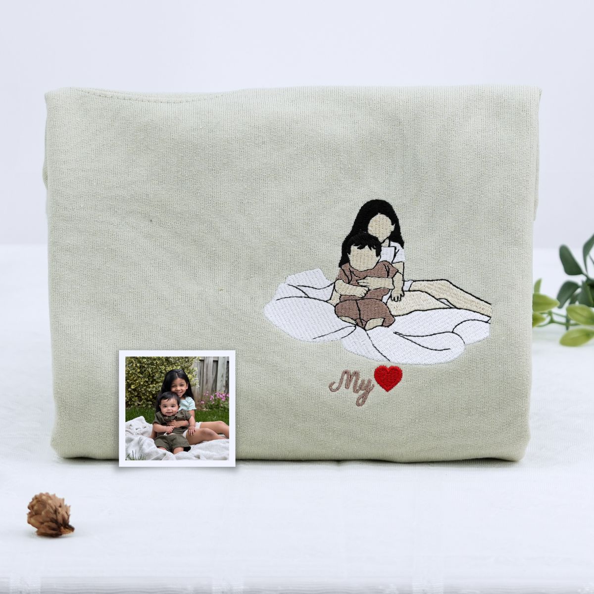 Embroidered Daughter Portrait Photo Hoodie - Gift for Daughter