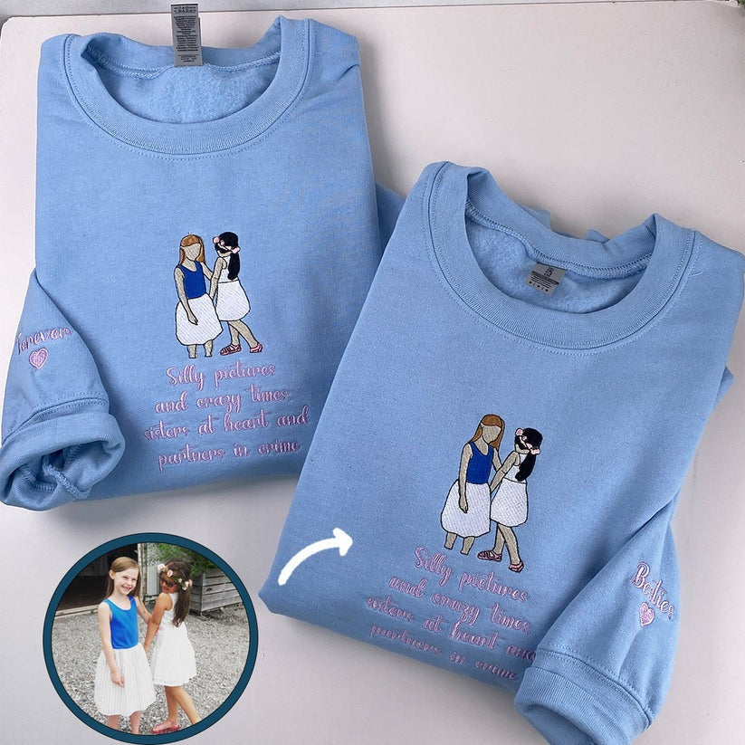 Embroidered Daughter Portrait Photo Hoodie - Gift for Daughter