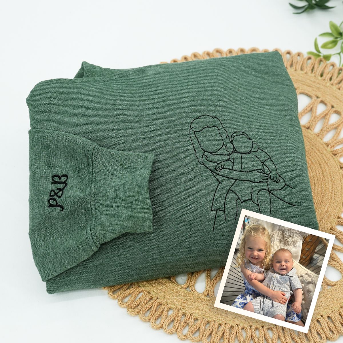 Embroidered Sister Portrait Hoodie - Sister Gift