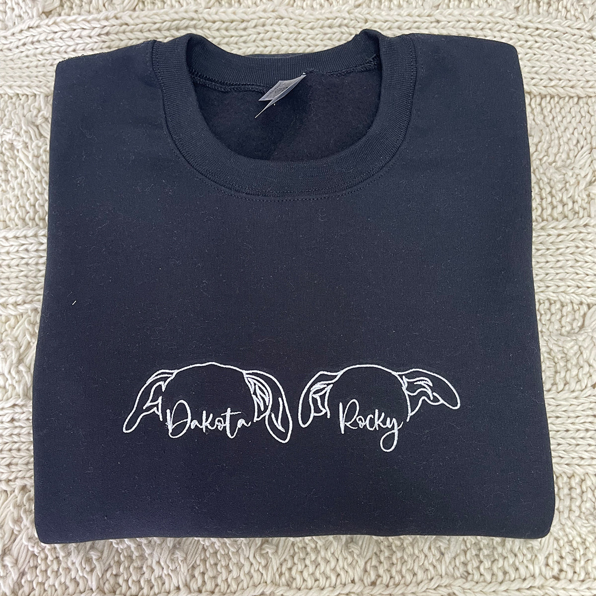 Embroidered Dog Ears Hoodie with Pet Name - Dog Lover Gift