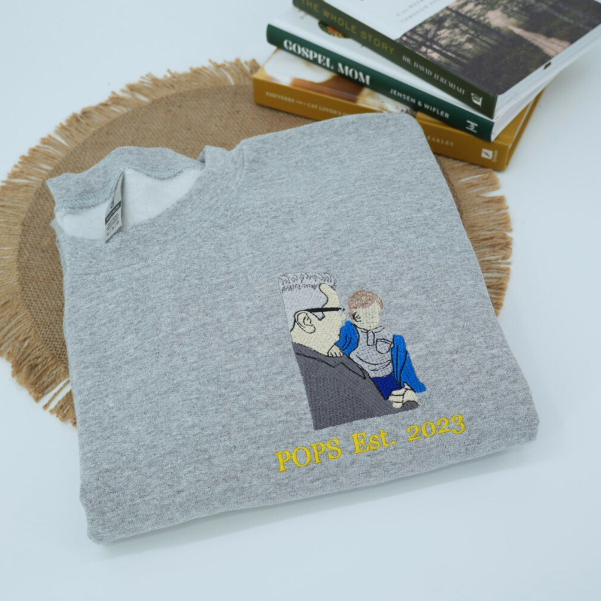 Embroidered Grandson Portrait Hoodie - Grandson Gift