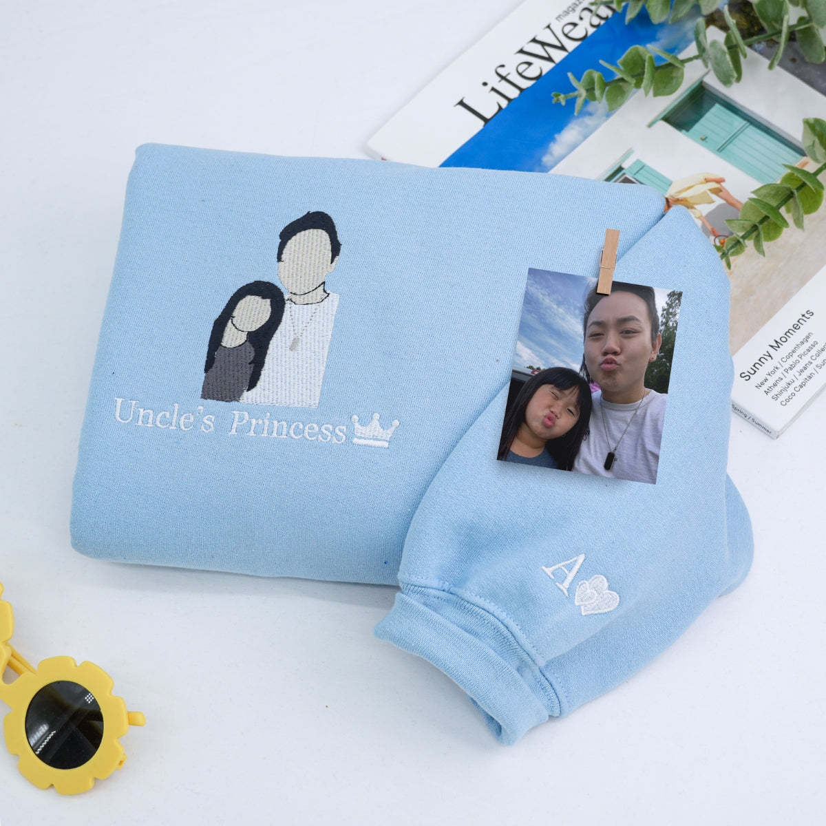 Embroidered Uncle Portrait Hoodie - Uncle Gift
