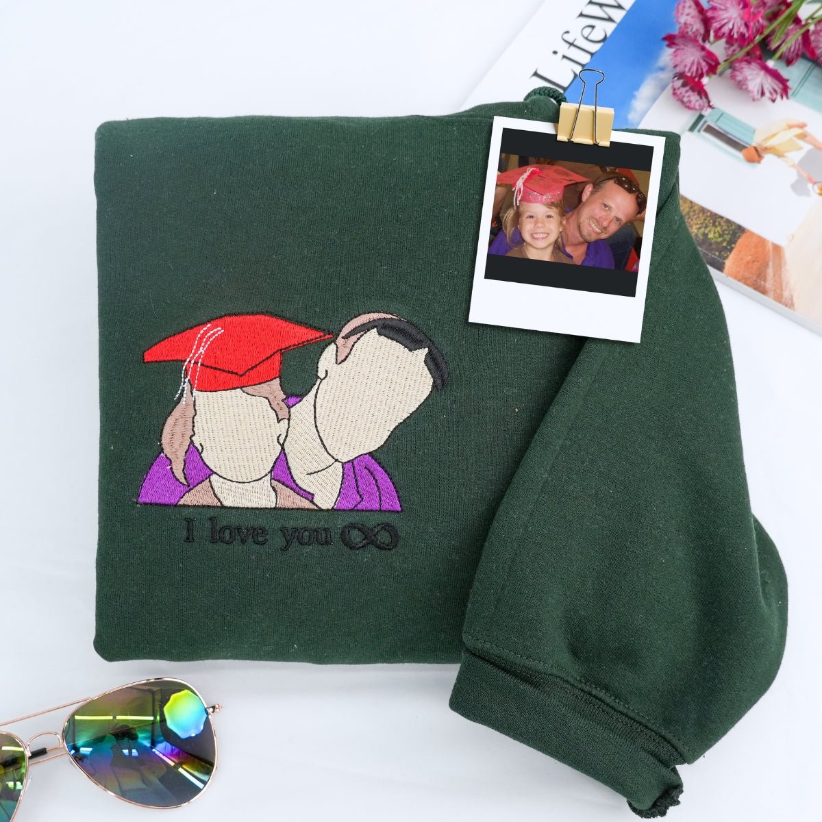 Embroidered Uncle Portrait Hoodie - Uncle Gift