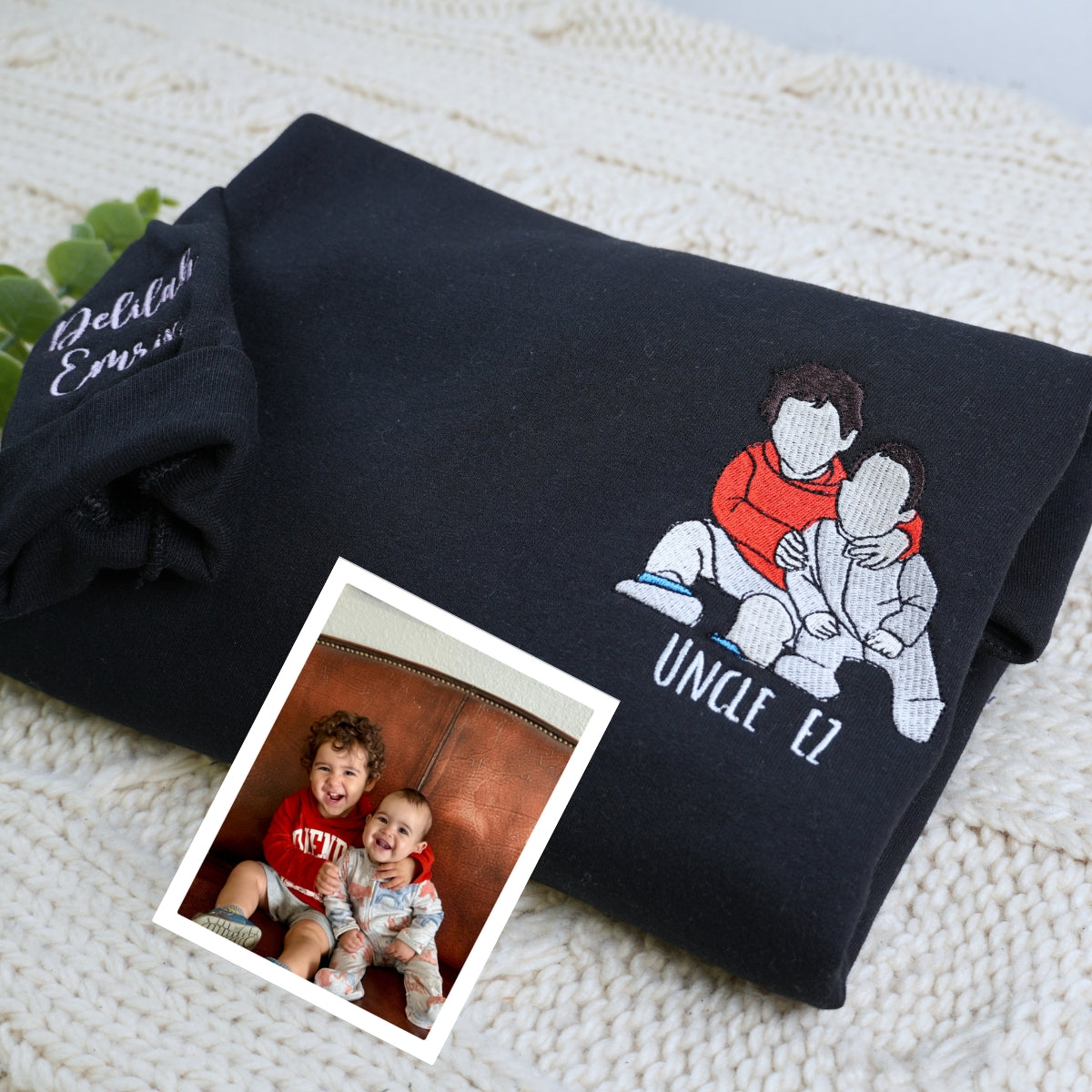 Embroidered Uncle Portrait Hoodie - Uncle Gift