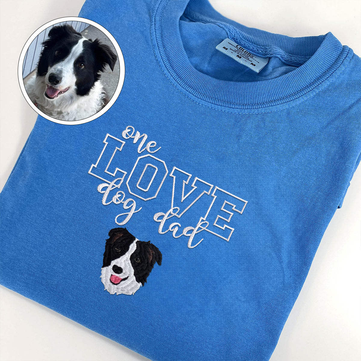 Embroidered One Love Dog Dad T-Shirt - Pet Father Gift