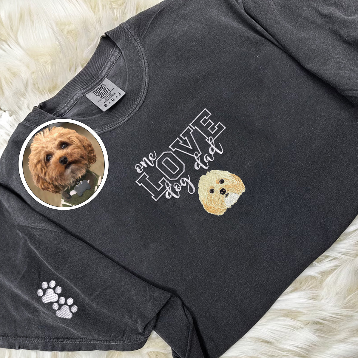 Embroidered One Love Dog Dad T-Shirt - Pet Father Gift